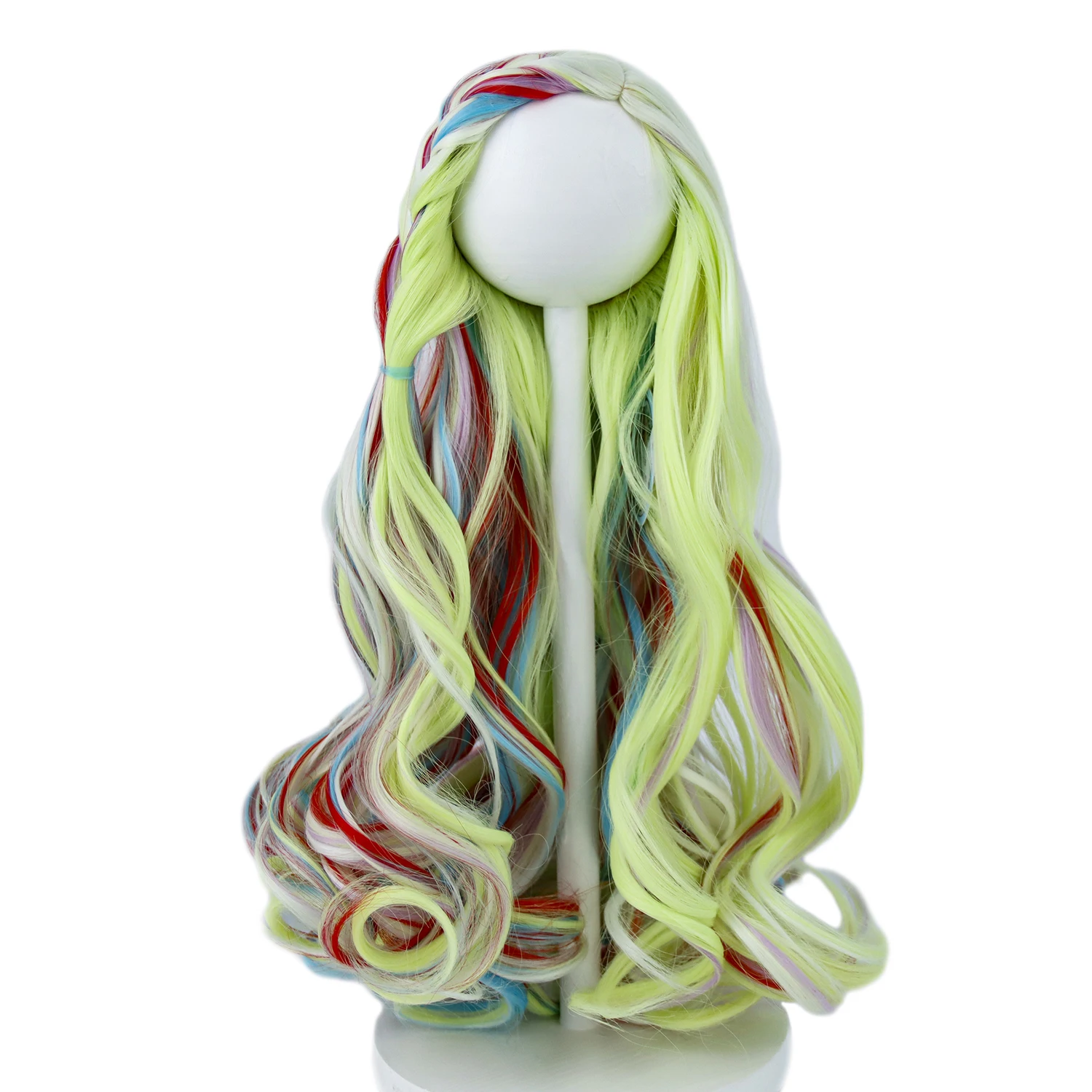 Free Shipping 18inch American Doll Wig Long Wavy Colored High Temperature Silk