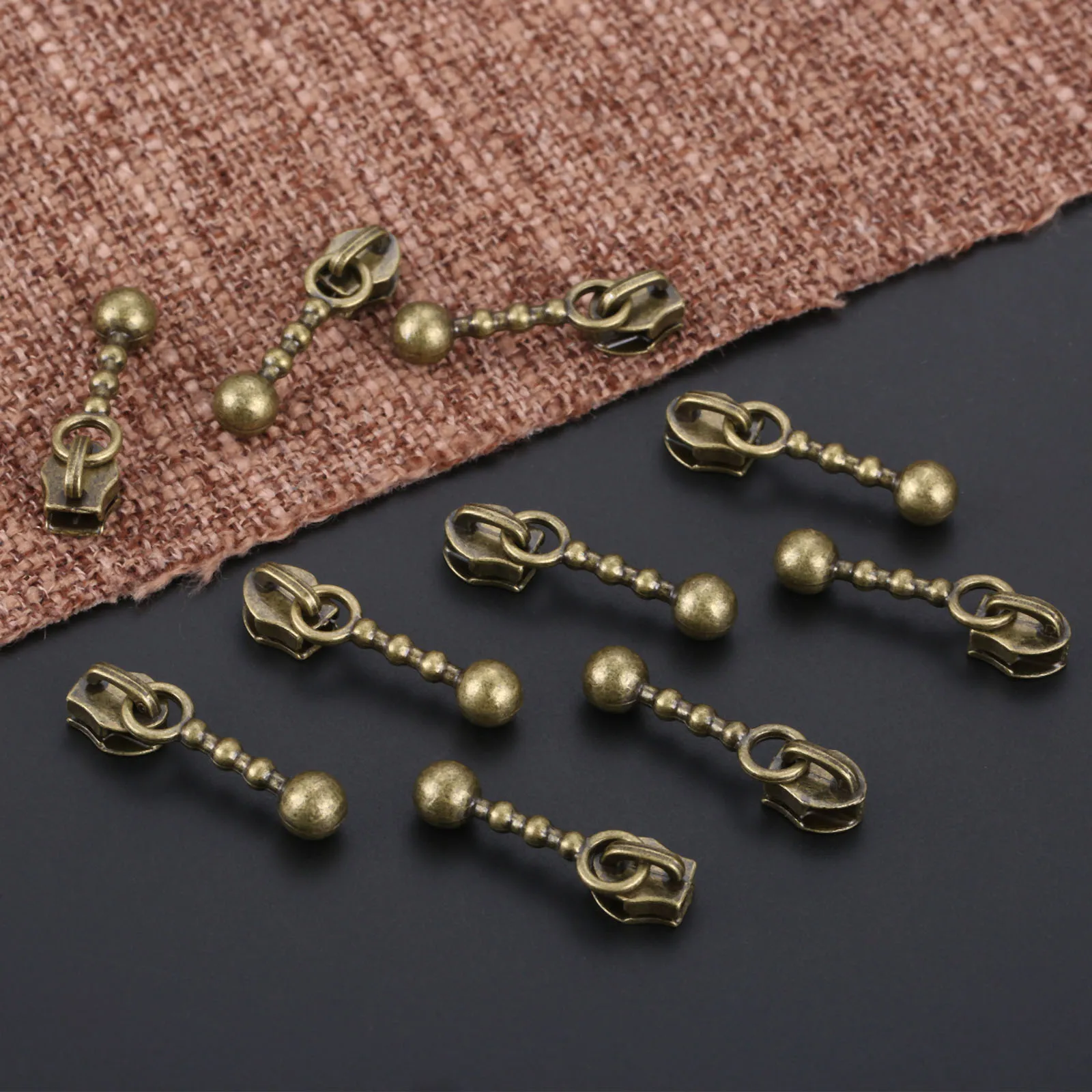 20Pcs Vintage metal Zipper Sliders Antique Bronze 21mm Zipper Repair Craft Sewing Supplies Accessories DIY Craft