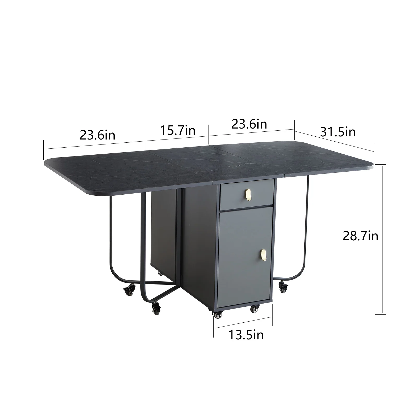 Dining Table Chair Combination Fashion Folding Dining Table Furniture Multifunctional Rectangle Movable Dining Table and Folding Chairs