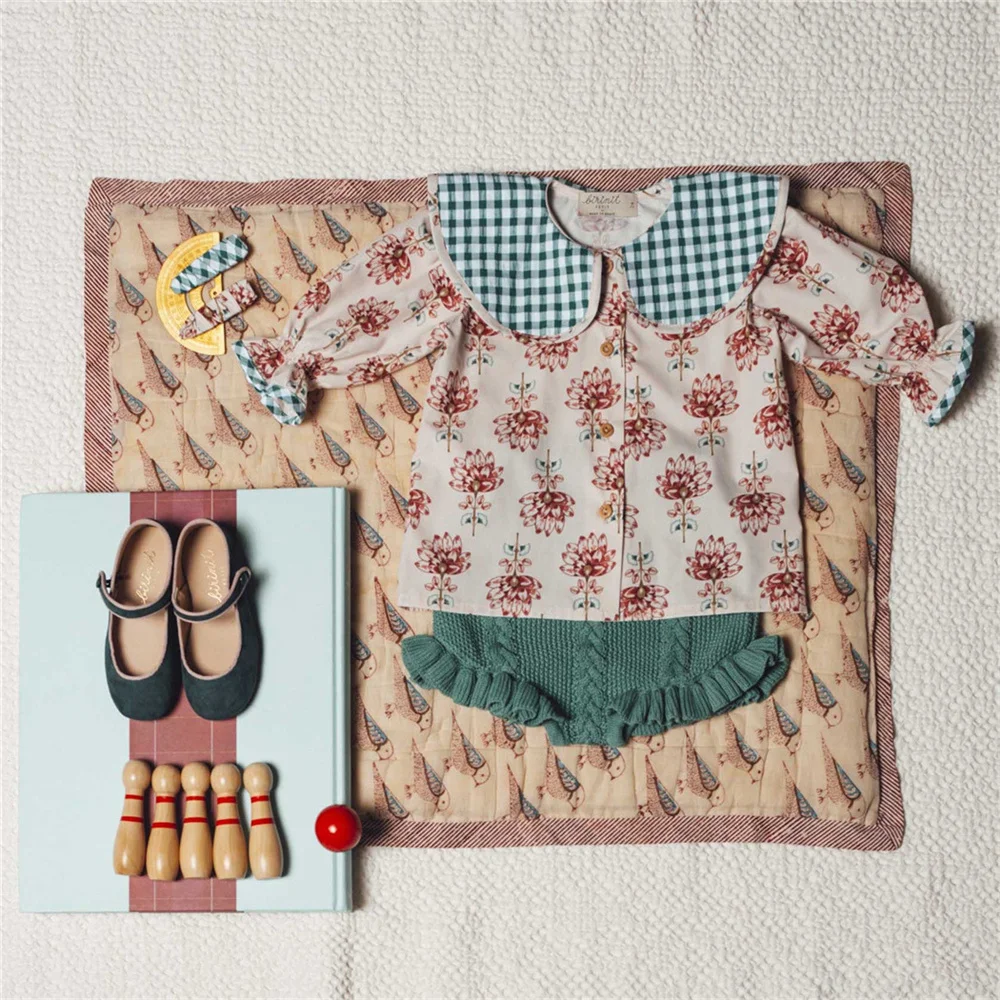 1-8Yrs Girls Floral Blouse Summer Kids Shirts Short Puff Sleeve Toddler Tops for Baby Girls Clothes Vintage Children Shirt kids shirts