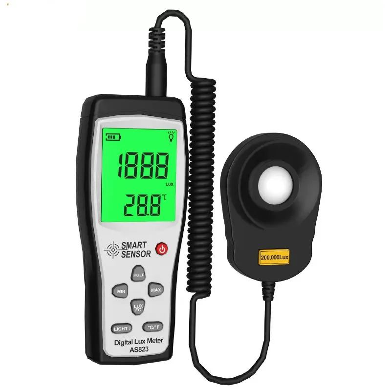 AS823 Digital Lux Meter Light Meter Illuminance Flow Light Measurement 1~100.000lux