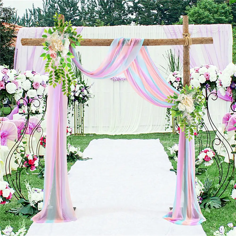 300/400/600cm Wedding Arch Drape Chiffon Curtain Drapery Tulle Draping Decoration For Ceremony Reception Banquets Wedding Supply