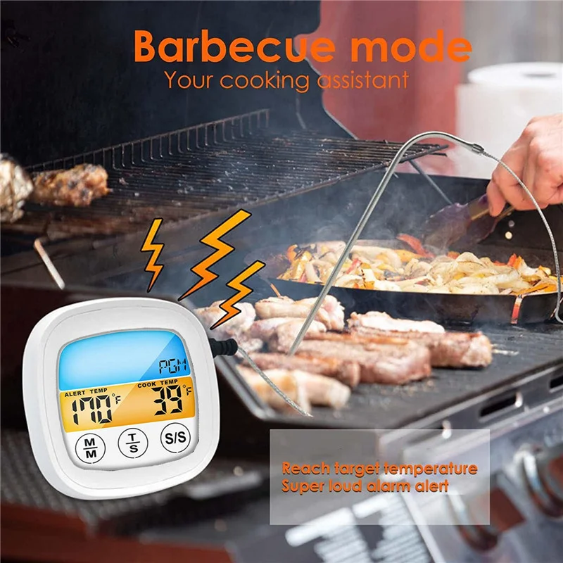 Digital Lebensmittel Thermometer Braten Steak BBQ Edelstahl Sonde Kochen  Küche