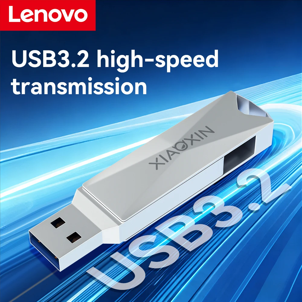 레노버 128GB 스케이트보드 USB 드라이브, 듀얼 USB-C & USB-A 포트, 360 °   회전 가능한 고속 SSD 플래시 드라이브 (휴대폰/노트북용)