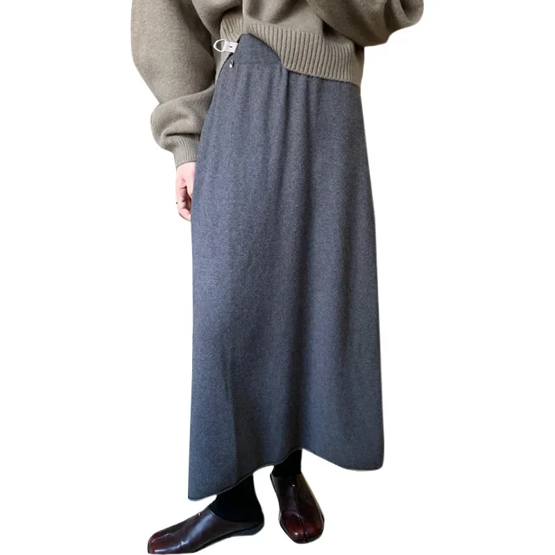 Pregnant Women Thickened Knitted Half Skirt Versatile Straight Cut Bodycon Skirt No Pad Autumn Winter Half