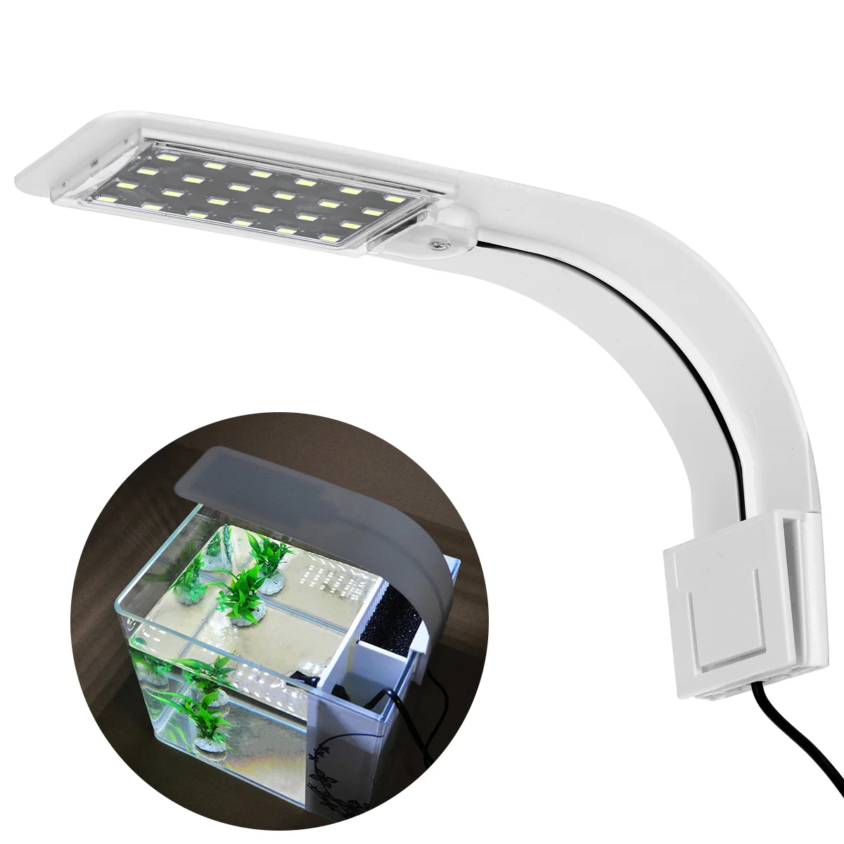 

UEETEK LED Aquarium Light Plants Grow Lighting Creative Clip-on Lamp with EU Plug (White Light)
