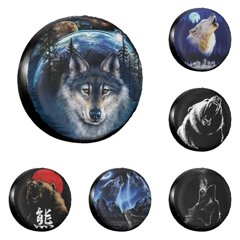 

Wolf Spare Tire Cover for Jeep Mitsubishi Pajero Custom Animal Dust-Proof Car Wheel Covers Car Inch