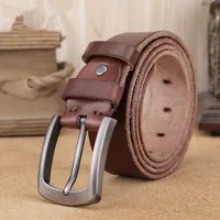Natural cowhide belt for men's hard metal buckle soft original cowhide mens leather belt unique texture real leather jeans belt - Image 4