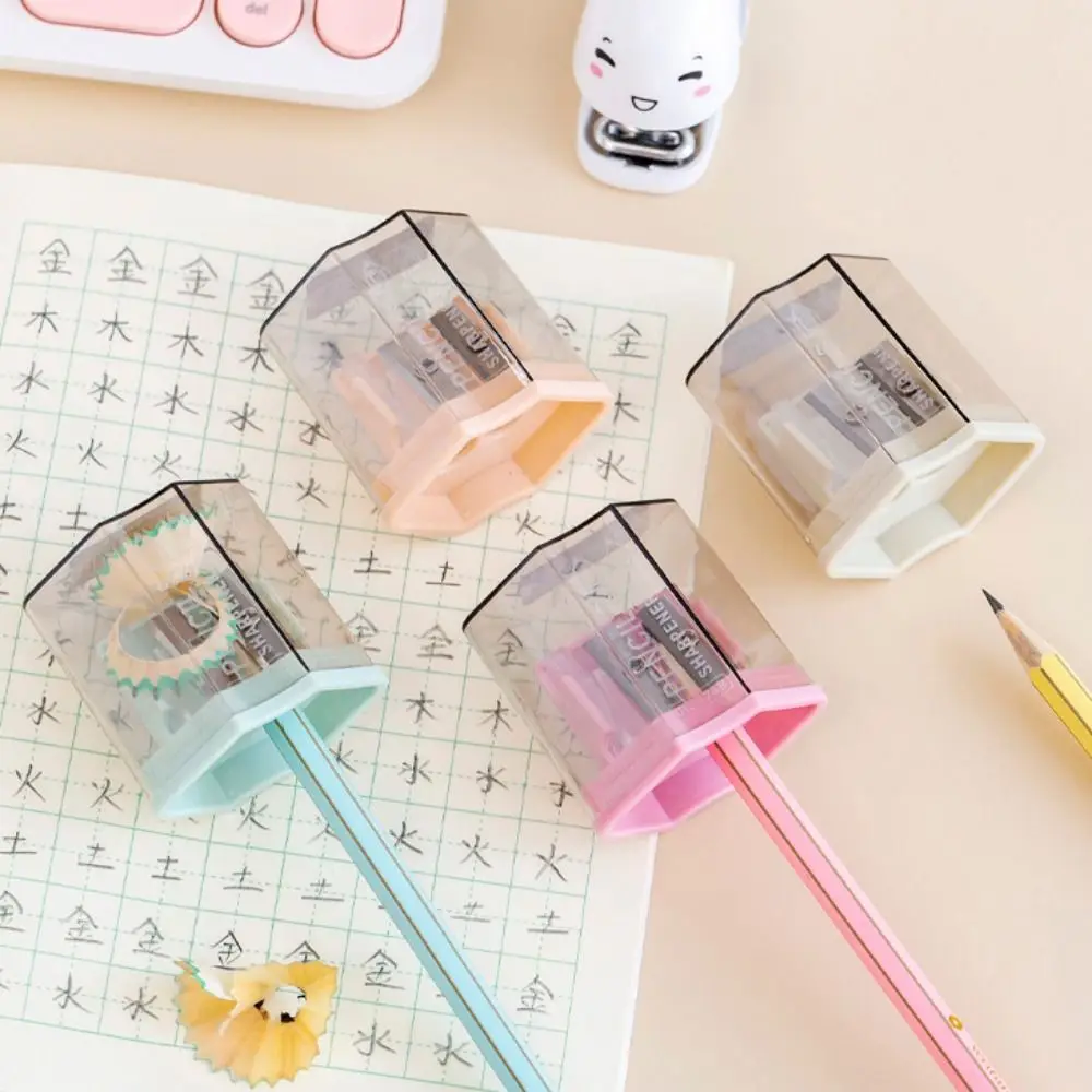

Children Geometry Drawing Sketching Transparent Student Stationery Pencil Cutting Tools 2 Holes Pencil Sharpener Art Supplies