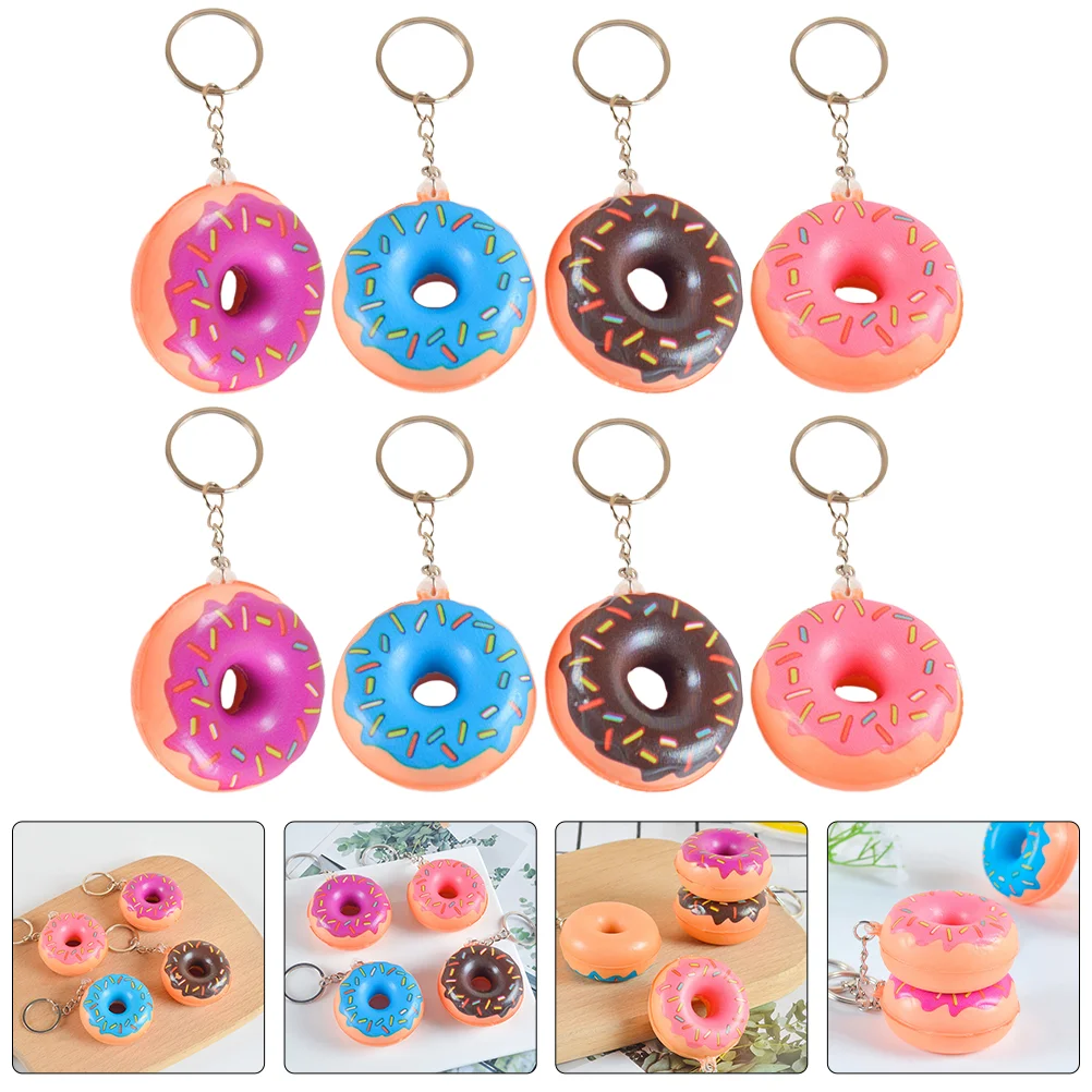 

6 Pcs Donut Keychain Purse Hanging Decor Bag Pendants Doughnut Shape Charm Car Bags Festival Child Bulk Toys