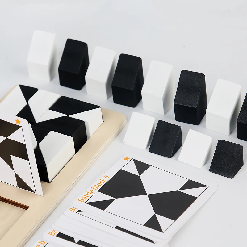 Wooden White And Black Jigsaw Puzzle Tangram Toy Kids Early Education Sorting Battle Games Toys Children Gift Brain Teaser Game 5