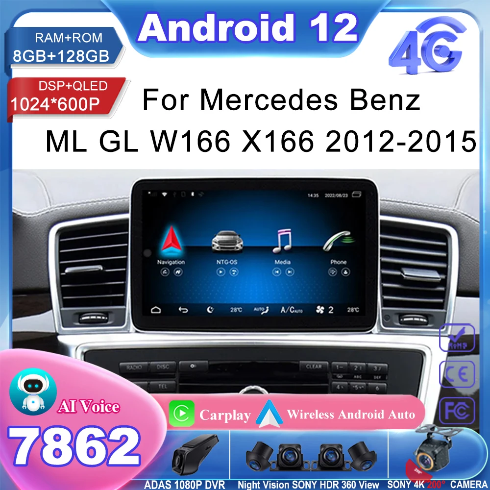 

9.3 inch For Mercedes Benz ML GL W166 X166 2012-2015 Android Radio Multimedia Player GPS Navigation HDR QLED Wireless Carplay