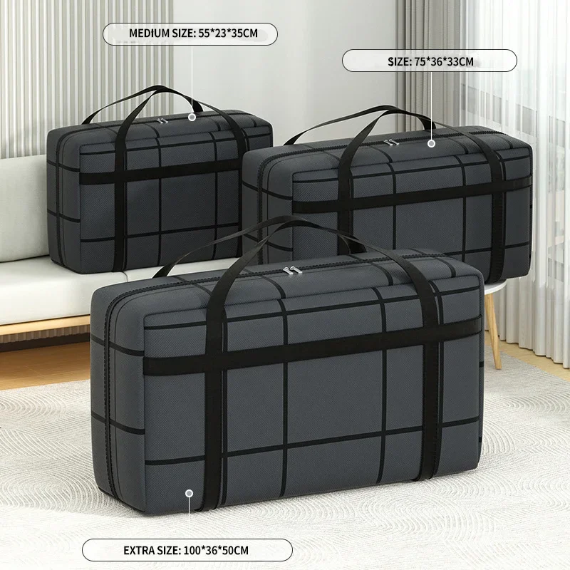 1PC Large Capacity and Super Load-bearing Black Composite Material Storage Bag, Dustproof and Moisture-proof with Zipper