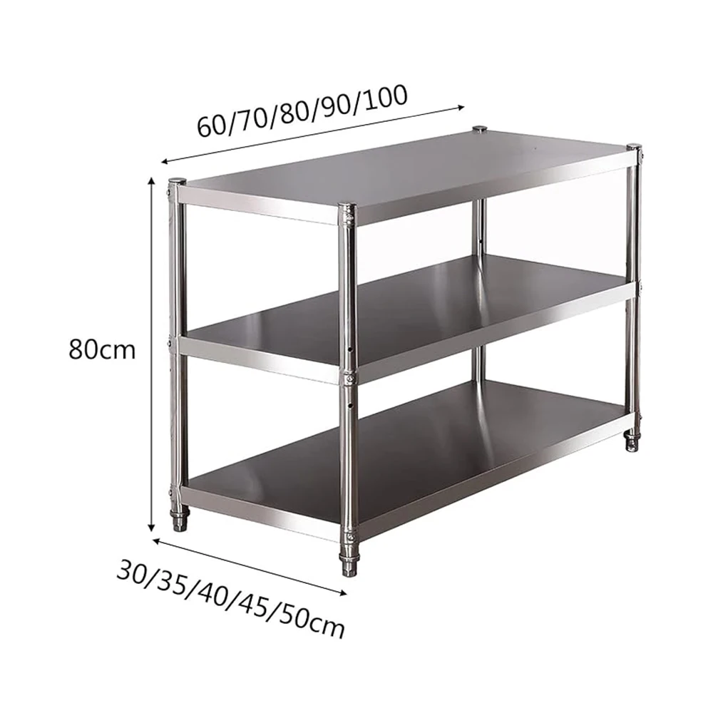 Kitchen storage rack stainless steel 3-tier standing shelving units for kitchen garage