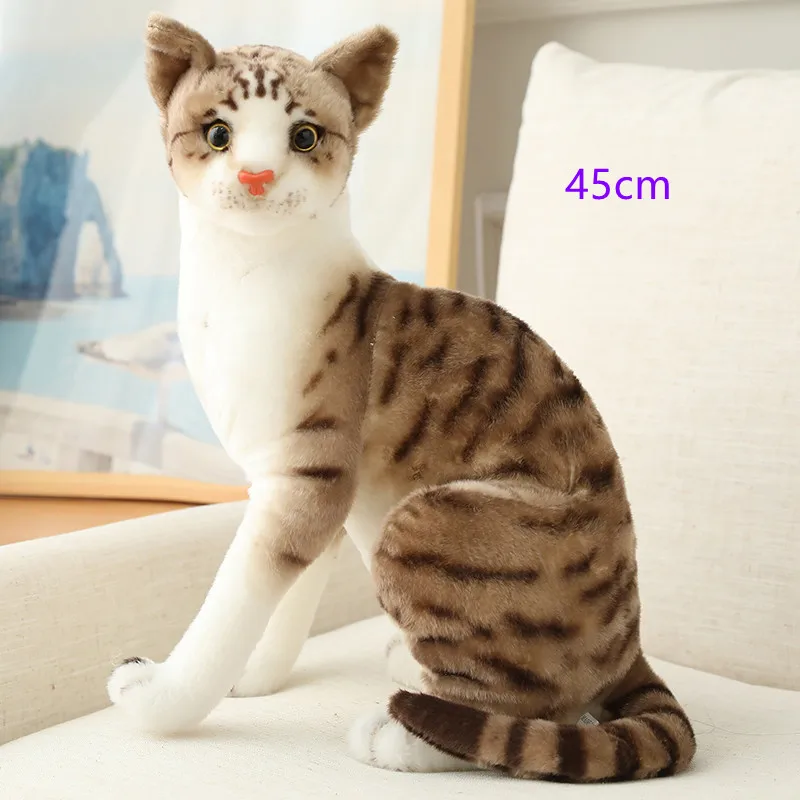 thumbnail image 1 of Stuffed Lifelike Siamese Cats Plush Toy simulation American Shorthair Cute Cat Doll Pet Toys Home Decor Gift For Girls birthday, 1 of 5