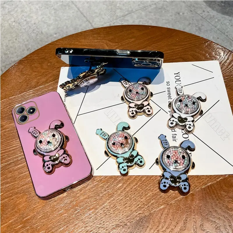 Cute Rabbit Plating Phone Holder Case with Stand Cover