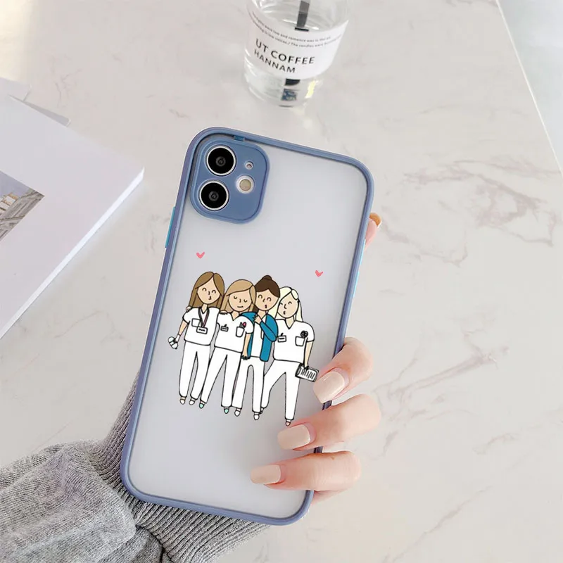 Cartoon Doctor and nurse transparent Case for IPhone 2