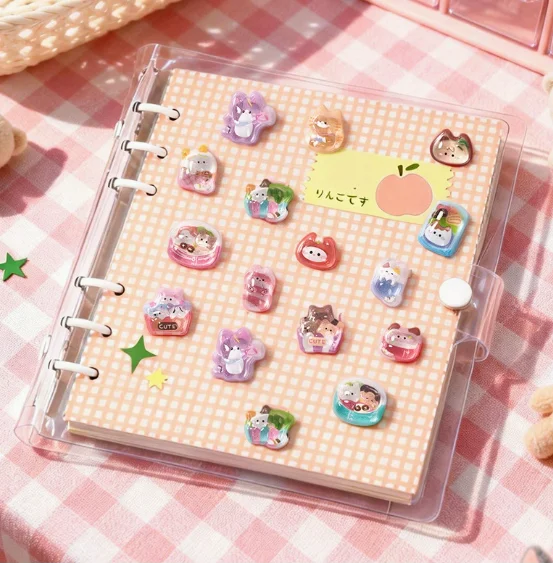 귀여운, 2026 새로운 3D 팬더 푸드 파티 릴리프 3D 크리스탈 스티커, 휴대폰 케이스 장식, 구카 장식 스티커