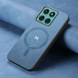 Luxury Retro Leather Magnetic Phone Case Cover for Moto G87 (Blue)