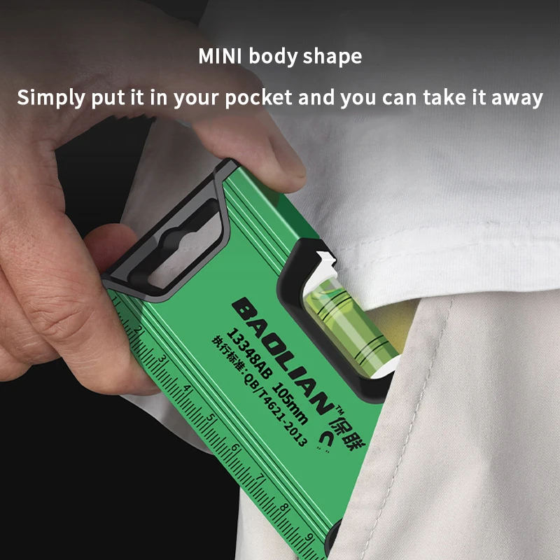 Horizontal Vertical Measure Metric Ruler Spirit Level Strong Magnetic Mini Aluminum Alloy Ruler Portable Decoration Special Tool