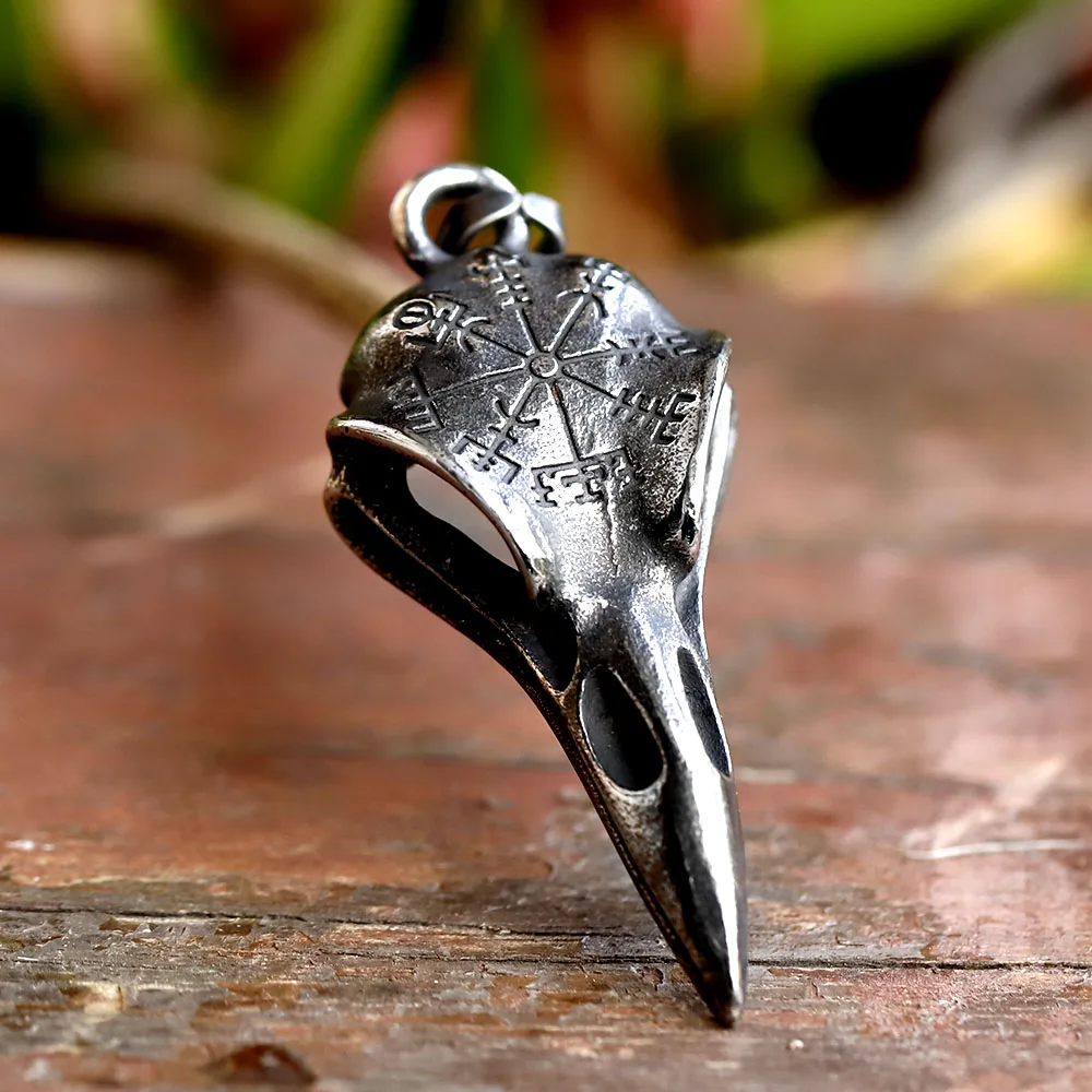 2023 New Fashion Viking amulet Pendant Raven head and Vegvisir for man stainless steel jewelry for gift free shipping