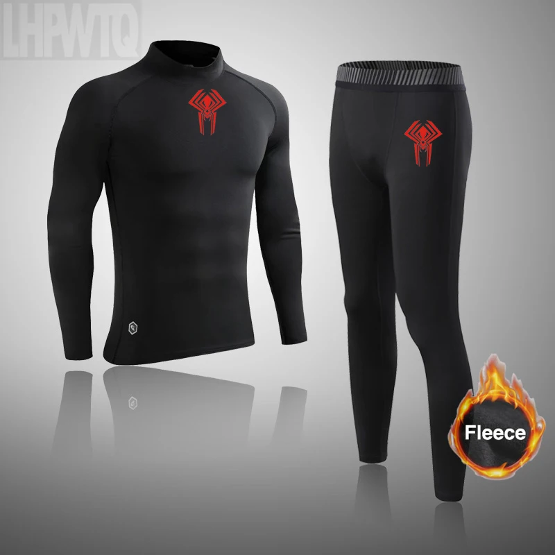 Thermal Underwear Set Winter Men Ski Thermal Underwear Set Motorcycle Bike Powered Thermal Fleece Clothing Motorcycle Sports Ski Underwear Suit