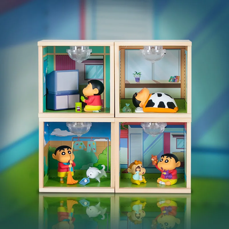 

Аниме Фигурка Crayonshinchan таинственная коробка сцена деревянная коробка для хранения коллекция коробка для демонстрации настольное украшение...