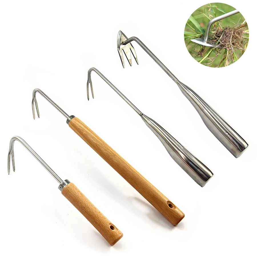 

1pcs Long Wood Stainless Steel Handle Weeder Hand Weeding Removal Cutter Puller Tools Multifunction Garden Hand Tools
