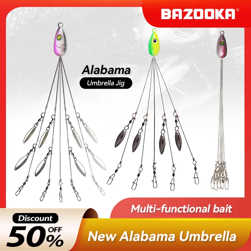 Bazooka Fishing Lure Alabama Rig Ombrello Soft Group Lead Jig Spinner Spoon Muslimate 5 Alicate De Swim Pesca Winter Bait