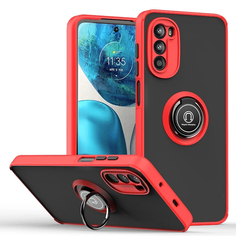 Versatile Silicone Ring Holder Phone Case - Durable Hard PC Cover with Built-In Stand