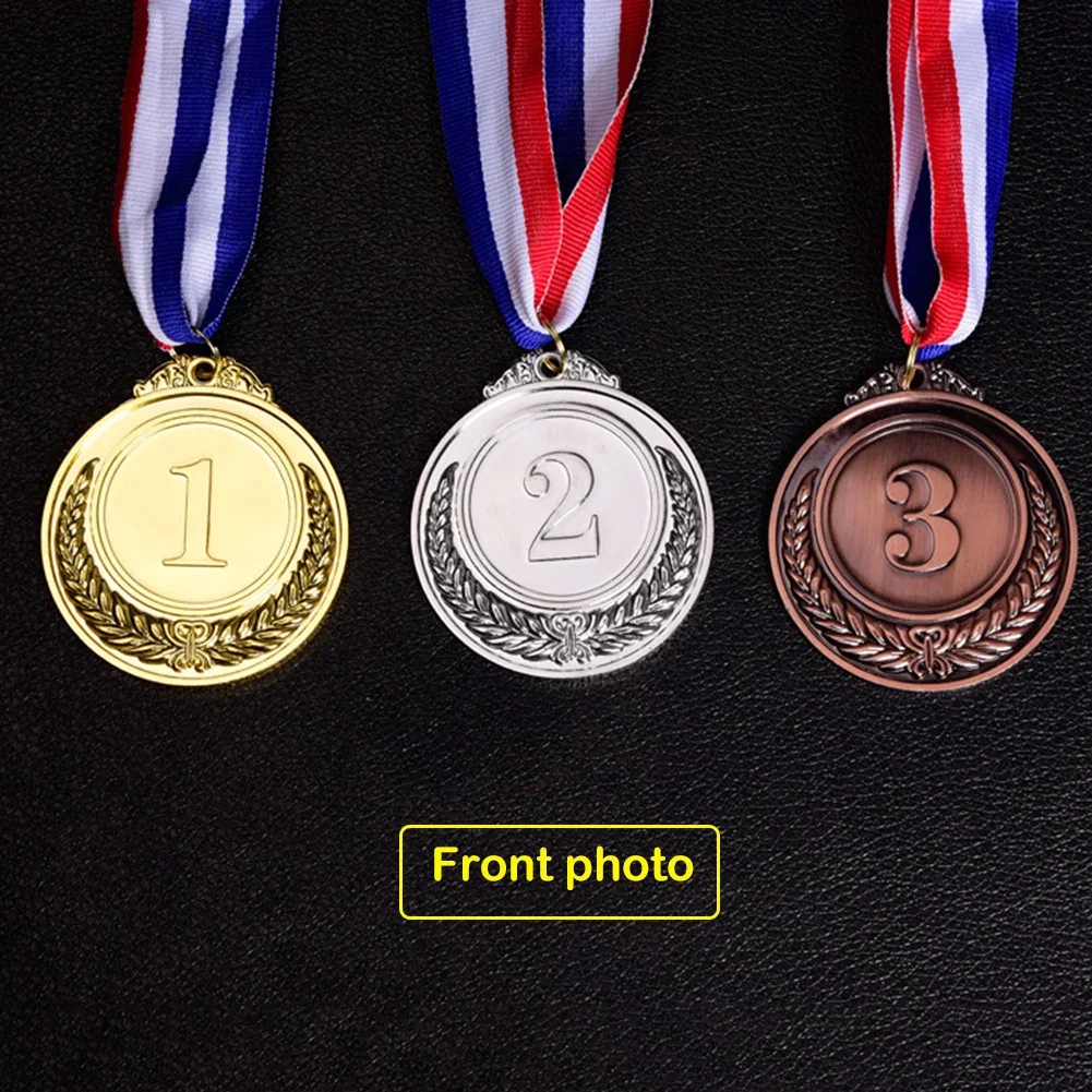 Description Picture 6 of item10/20/30pcs Metal Award Medals with Neck Ribbon Gold Silver Bronze Prizes Award Medal for Sports Competition Games Souvenir Gift
