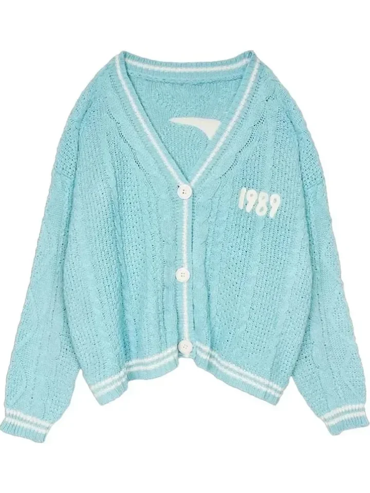 Taly Swif T 1989'S Cardigan Pink Blue Seagull Jacket Sweater