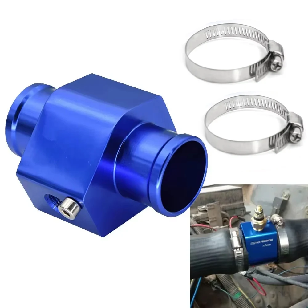 2 in 1 LED 디지털 원형 수온계 전압계 (10mm 1/8NPT 센서, 12V 24V 자동차 트럭 오토바이용 워터 티 어댑터 포함)