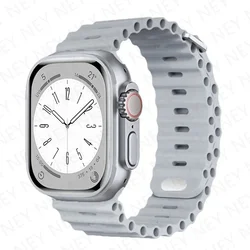 Sport Ocean Silicone Strap for Apple Watch - Premium Adjustable Band for All Sizes (13 cloud gray)