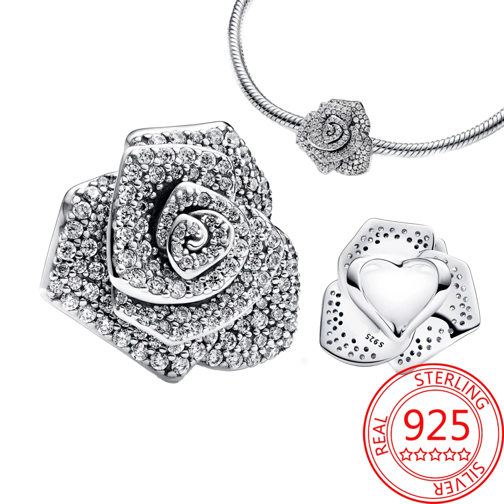 

Браслет Pandora женский из серебра 925 пробы, с блестящей розой