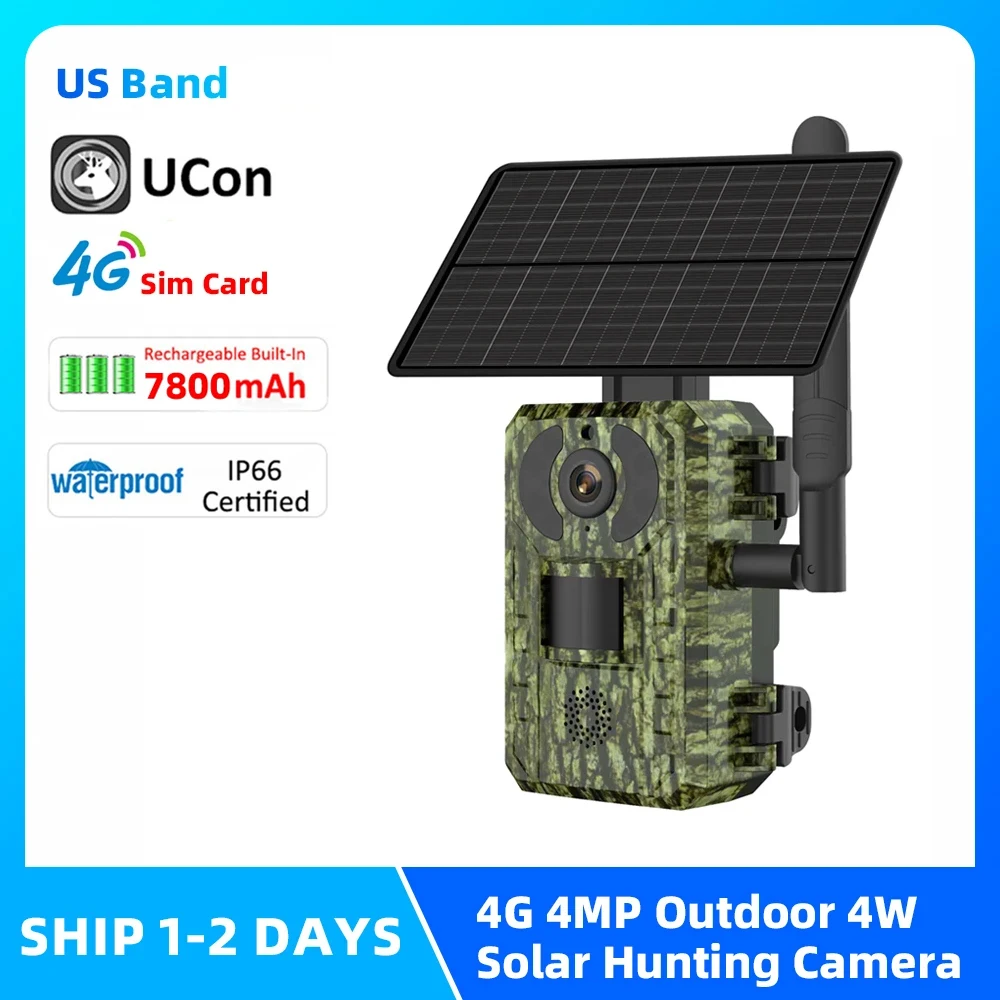 ucon-app-4g-sim-card-us-4mp-4w-7800mah-battery-waterproof-trail-camera-outdoor-wildlife-solar-hunting-camera-with-night-vision