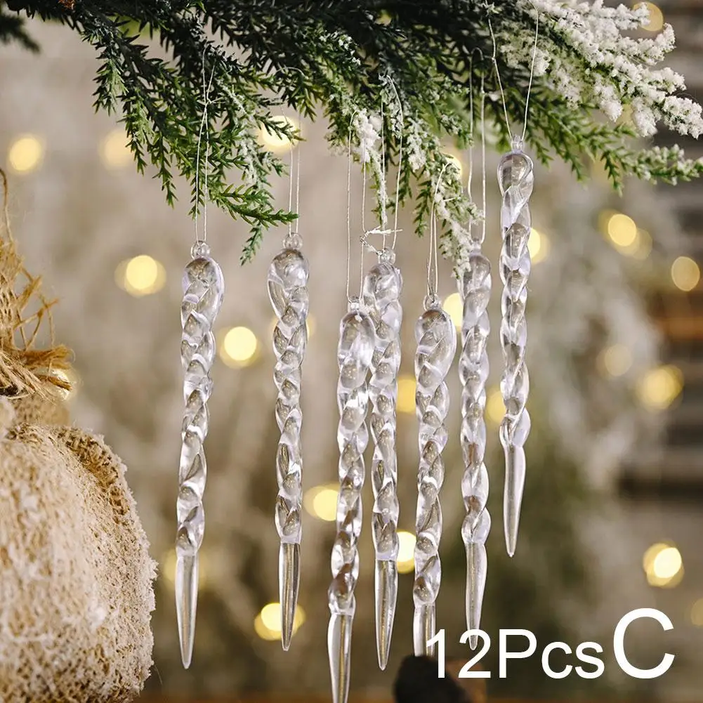 24 Adornos Navideños Acrílicos - Carámbanos Y Copos De Nieve Para Árbol De Navidad, Transparentes Y Reutilizables