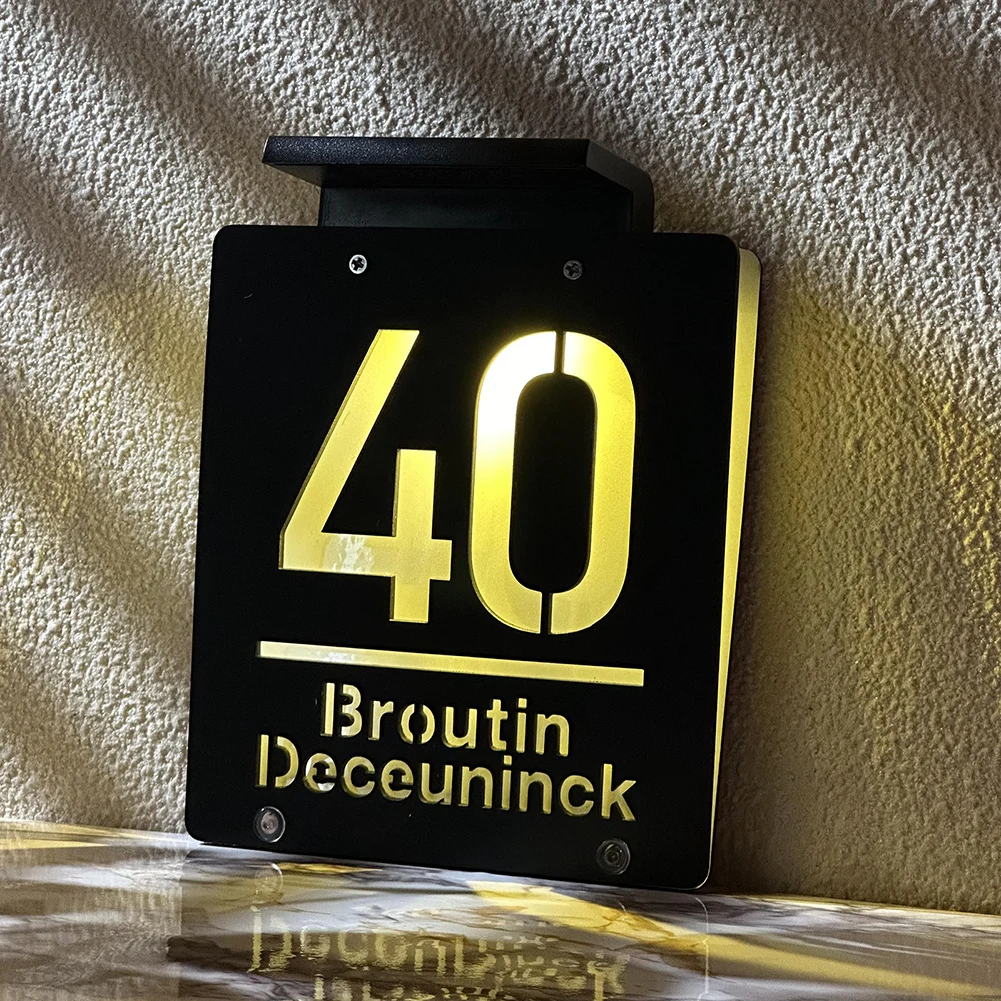 Custom Solar House Number Outdoor Personalised Solar Door Plaque LED Exterior House Number Acrylic 3D Cut Family Name Door Sign house number signs door signs house numbers house wall plaques number plate