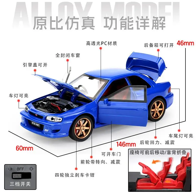 1:32 JDM Subaru Impreza STI WRX Alloy Model Car Toy Diecasts