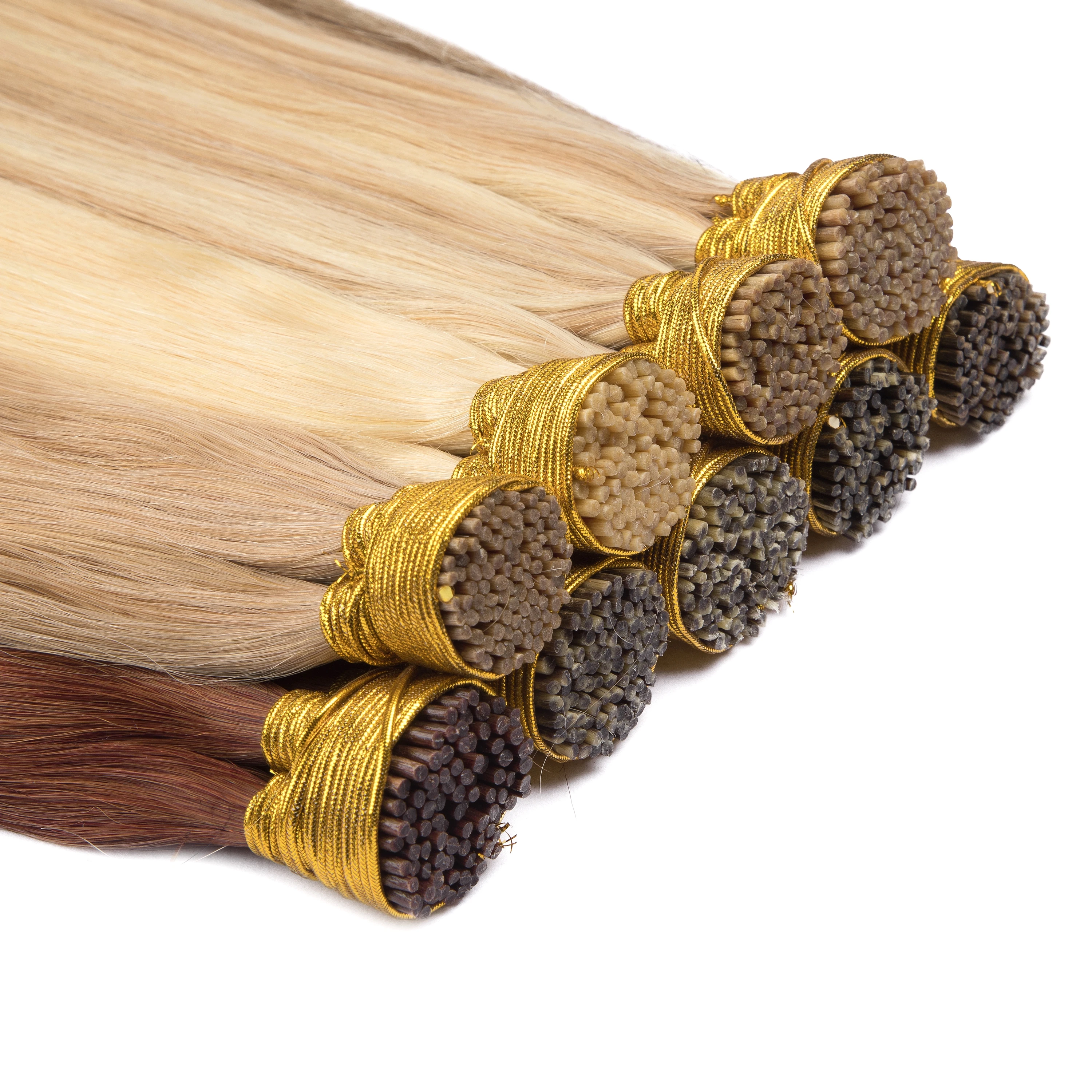 Straight I Tip Hair Extensions for Women 100% Nautral Hair Machine Made Remy Keratin Hairpiece Pure Color Invisible Fusion