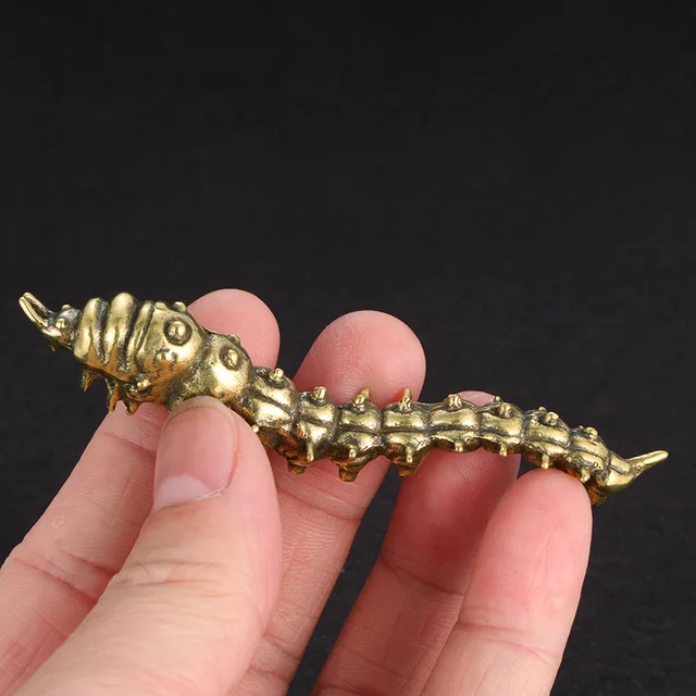 Brass Caterpillar Figurines Sculptures Statuette Tea Pet Collection Fengshui: A Delightfully Unique Decor Piece