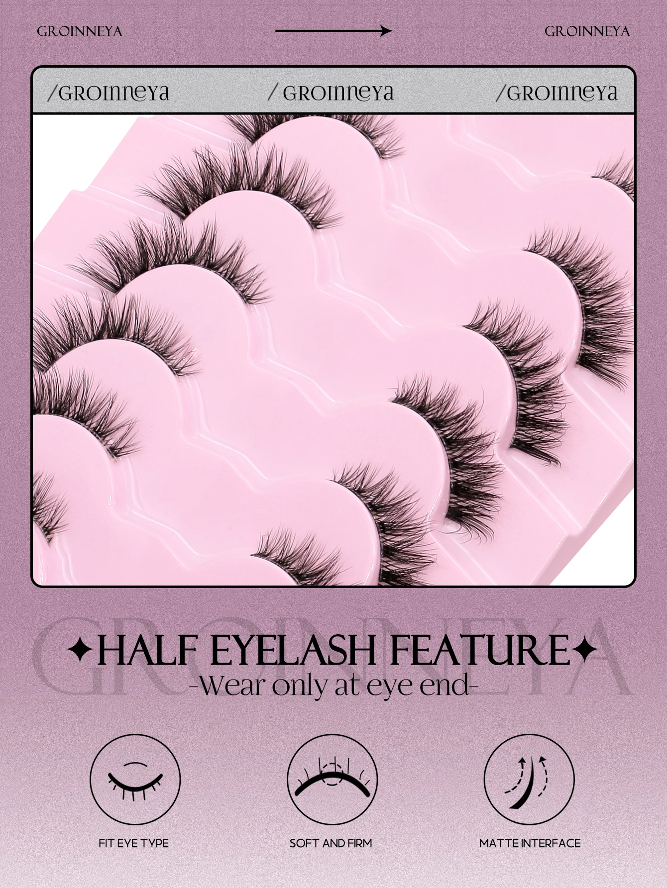Fake Eyelashes Half Lashes Cat Eye Soft Natural Look