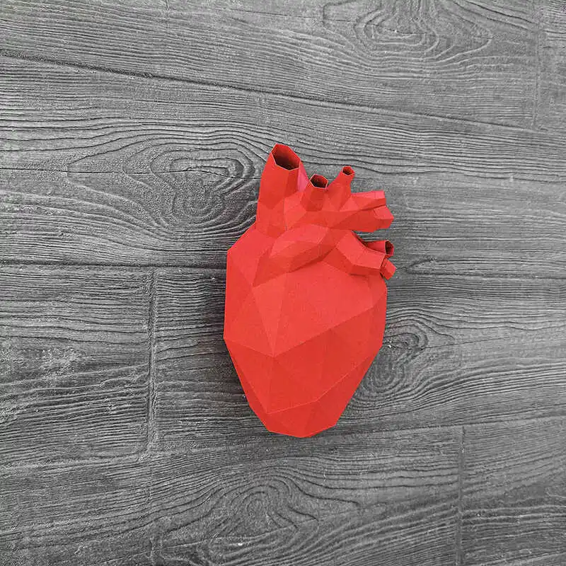 30cm Heart Model Medical Science 3D Wall Hanging Low Poly Papercraft DIY Handmade Room Decoration Origami Creative Puzzles Toys