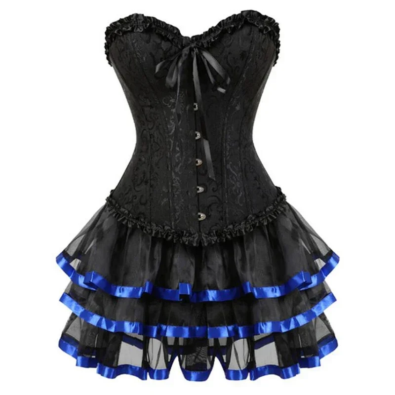 Women's Sexy Corsets Women Plus Size Overbust Corset And Skirt Set Tutu Corselet Victorian Fashion Corsets Gowns