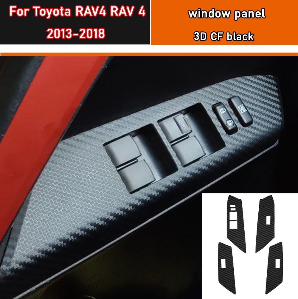 Car Styling Black Carbon Decal Car Window Lift Button Switch Panel Cover Trim Sticker 4 Pz/Set Per Toyota Rav4 Rav 4 2013-2018