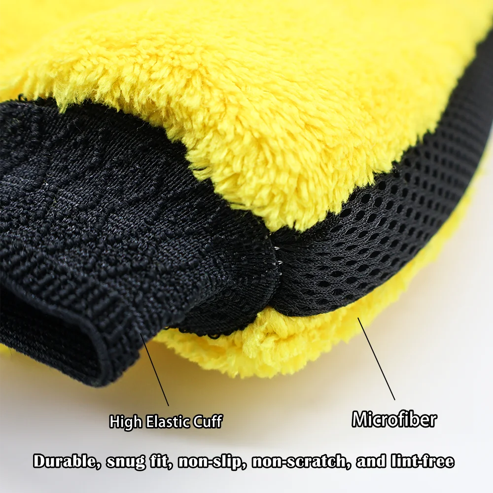 AUTOBRIGHT Large Double Sided Microfiber Car Wash Glove car cleaning gloves microfiber car mitt microfiber cleaning gloves microfiber washing gloves microfiber gloves Non Scratch Waterproof High Absorbency Cleaning Glove Auto Car