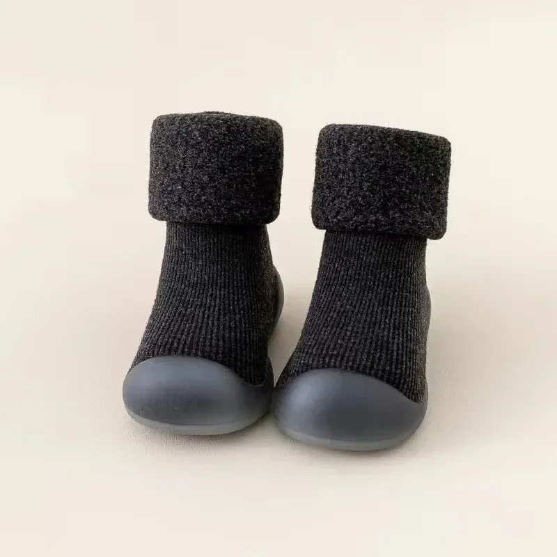 Baby Winter Booties Non-Slip Soft Sole Shoes with Cotton Socks Warm Fleece-Lined Infant First Walkers for Boys Girls 0-4T
