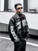 Autumn Winter Punk Coat Embroidery Motorcycle Suit PU Leather Jacket Men's High Street Retro Niche Silhouette Heavyweight Jacket 1