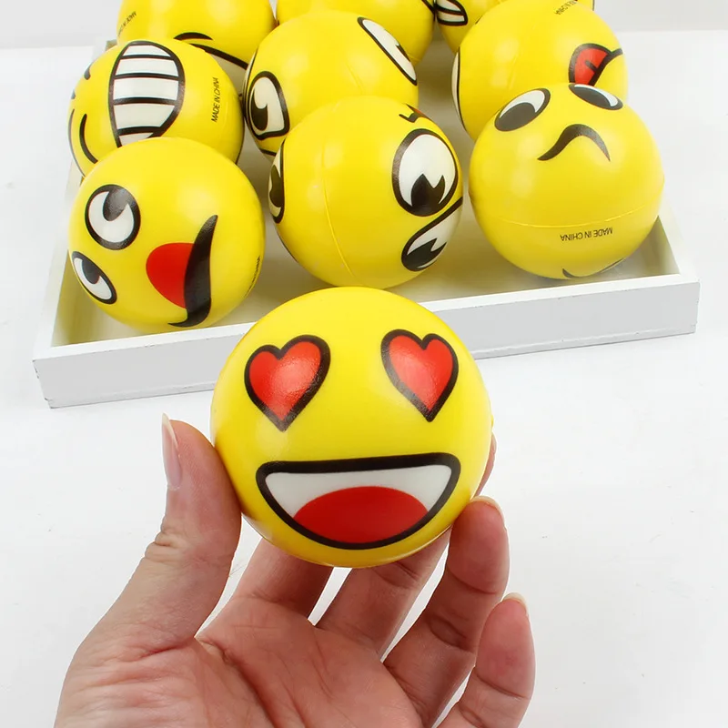 6Pcs/lot 6.3cm Smile Face Foam Ball Squeeze Stress Ball Outdoor Sports Relief Toy Hand Wrist Exercise PU Toy Balls For Children 5