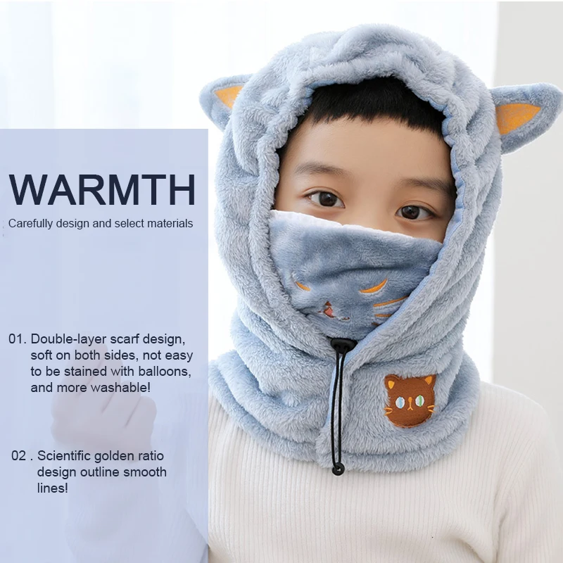 10/5/3/1pcs Children Warm Hat Kid Baby Boys Hooded Scarf Caps Hat Winter Cartoon Knit Ear Protection Thicken Children Products